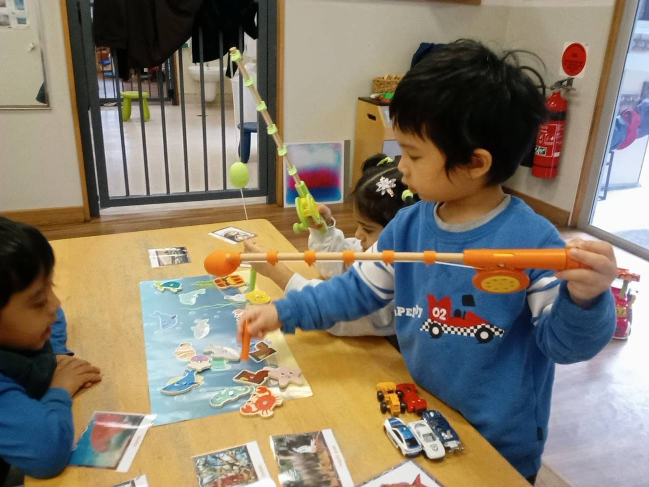 A child absorbed in a hands-on learning experience indoors